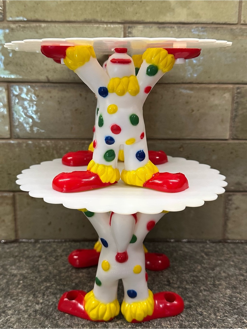Vintage Wilton Clown Pillars Tiered Cake Set With Separator Plates
